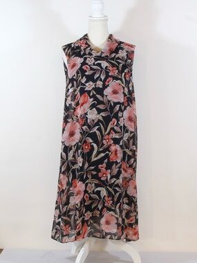 NorthStyle Black & Pink Floral Print Sleeveless Maxi Dress NWOT